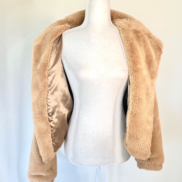 Revolves Bubish Orlando Faux Fur Moto Beige Jacket - Picture 12 of 13